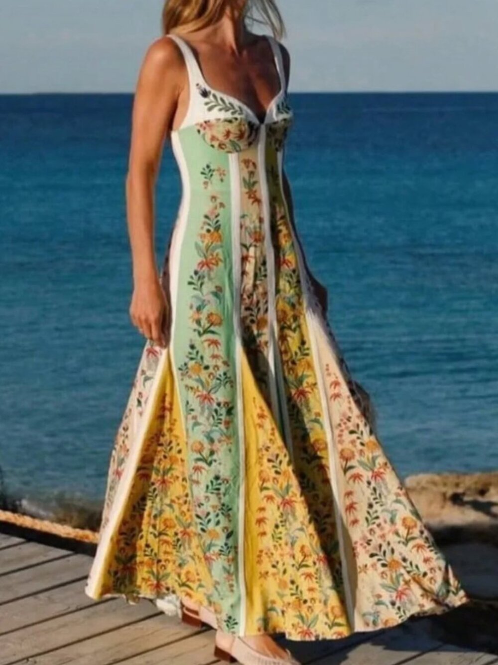 Farm Rio Delicate Floral Stripes Maxi Dress - Picture 14 of 14